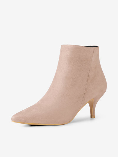 Pointed Toe Zip Stiletto Kitten Heel Ankle Booties