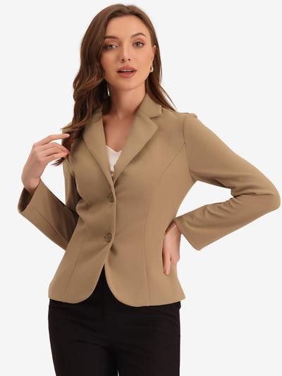 Solid Work Office Lapel Collar Stretch Jacket Suit Blazer