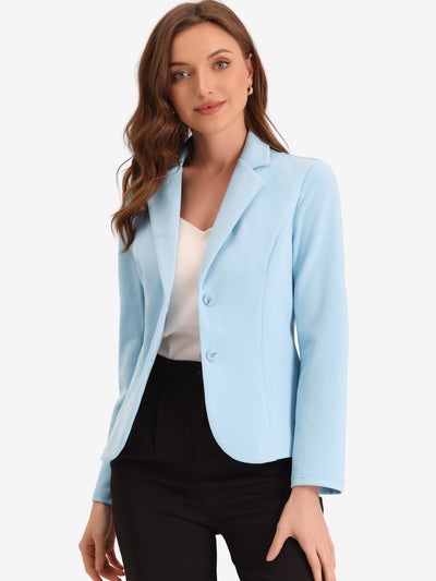 Notched Lapel Collar Stretch Work Office Jacket Blazer