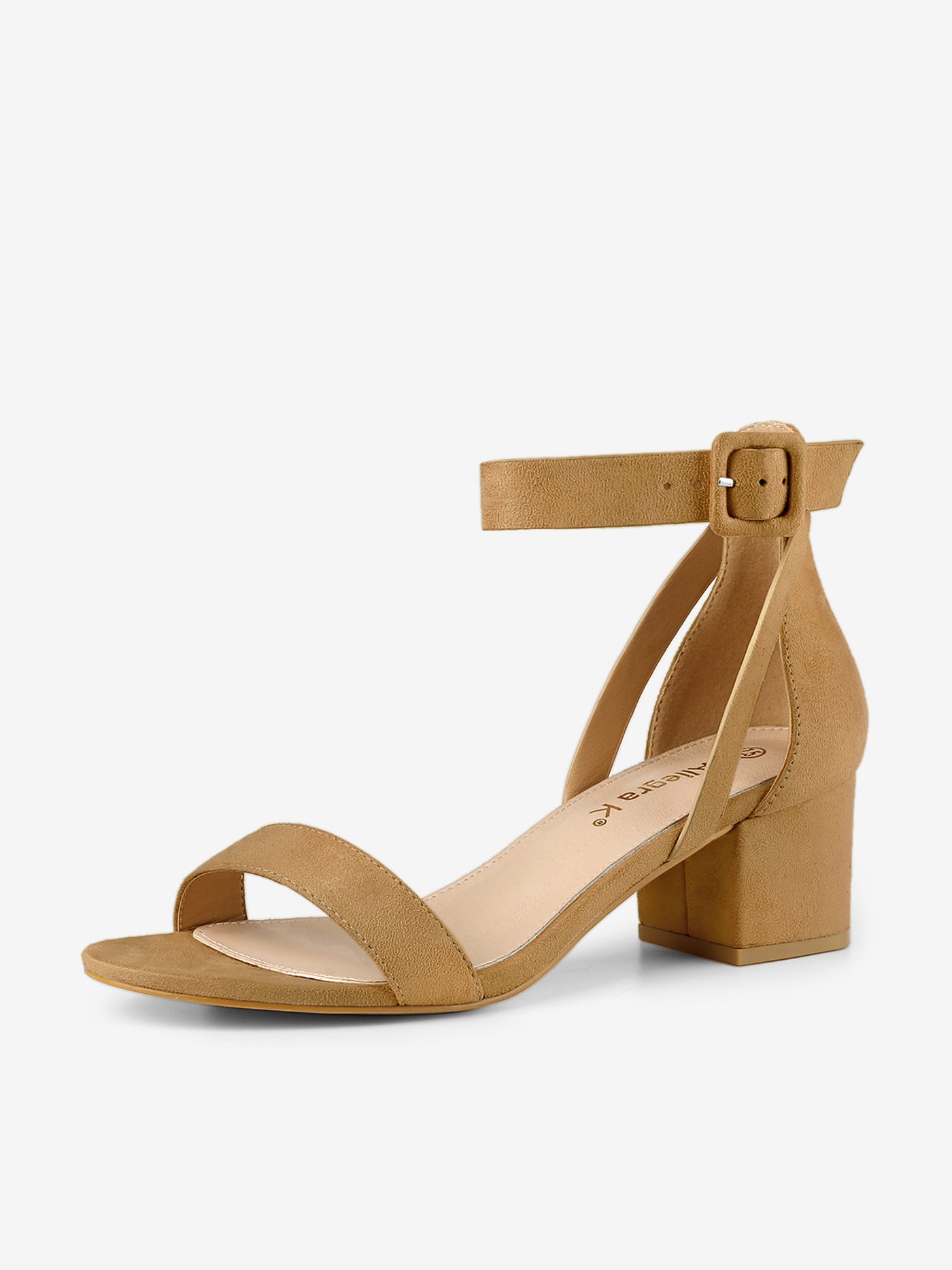 Allegra K Faux Suede Ankle Strap Block Low Heel Sandals