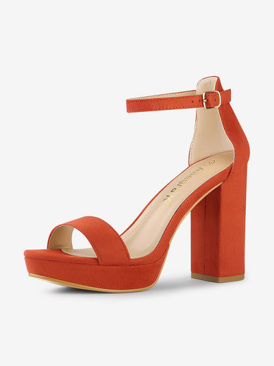 Faux Suede Ankle Strap Platform Chunky Heel Sandals