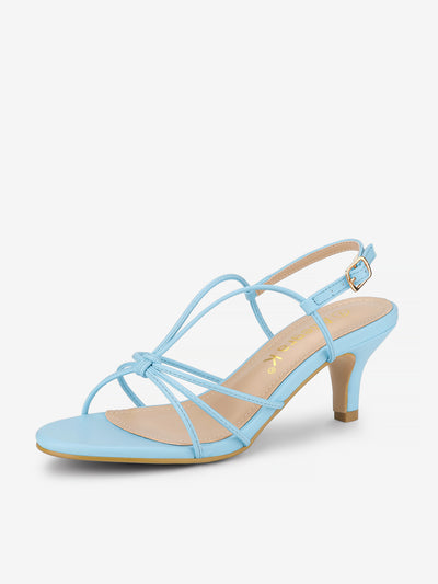 Strappy Slingback Kitten Heel Sandals