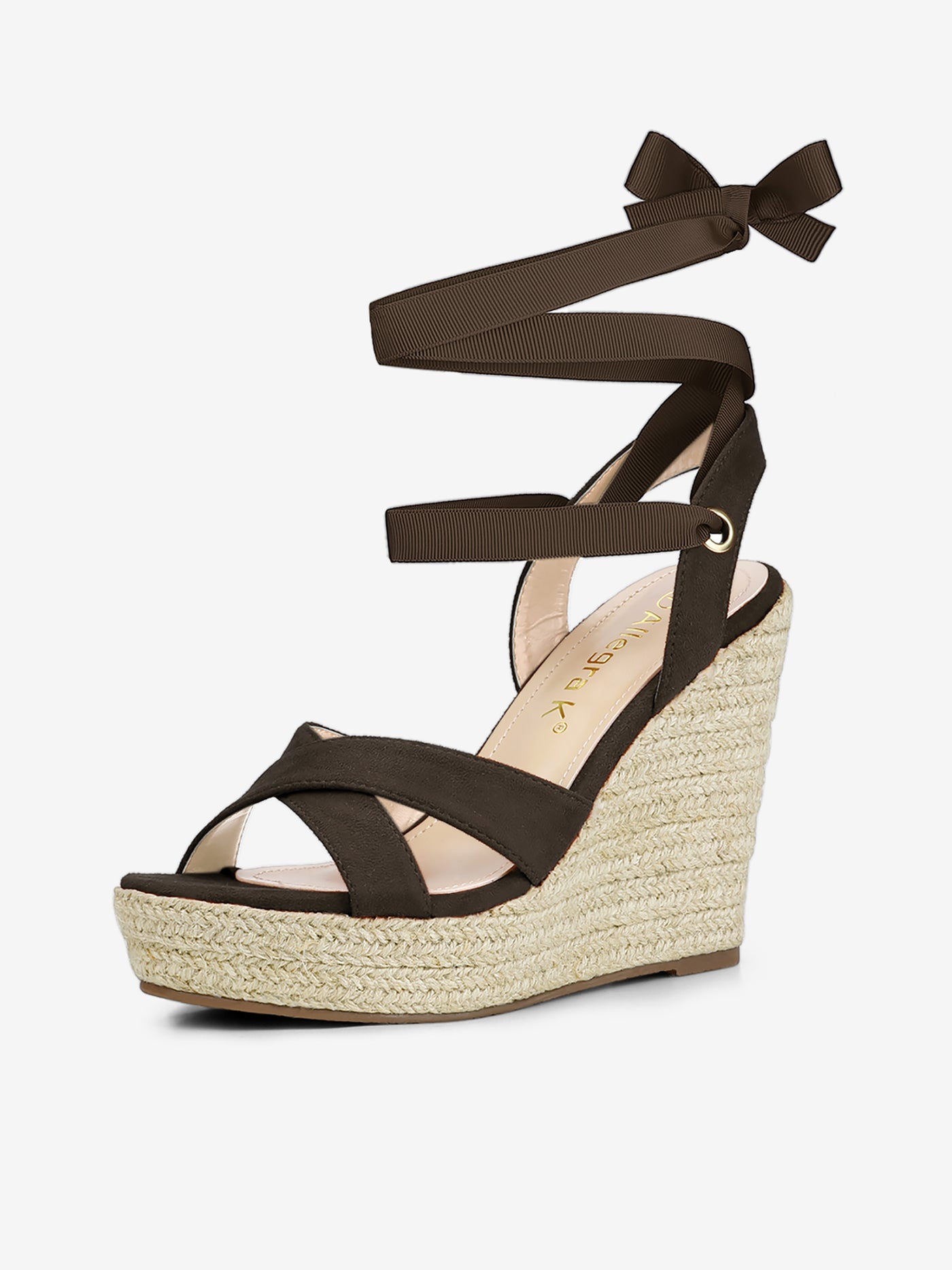 Allegra K Espadrille Platform Lace Up Wedges Sandals