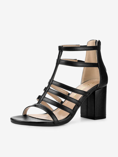 Cage Strappy Gladiators Chunky Heel Sandals