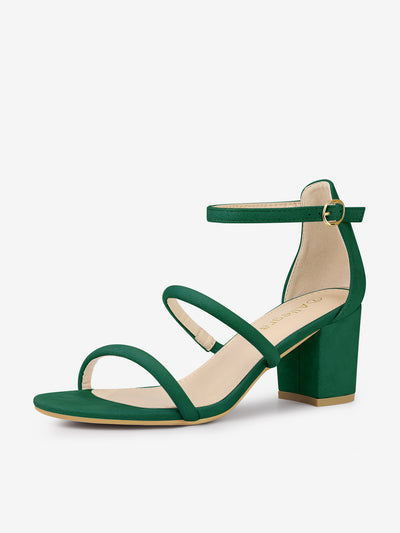 Open Toe Ankle Strap Chunky Heel Sandals