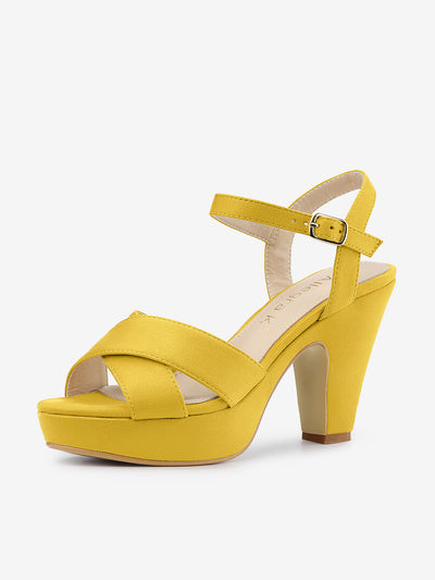 Platform Chunky Heel Ankle Strap Slingback Sandals