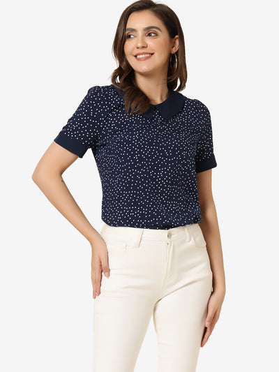 Peter Pan Collar Vintage Polka Dots Short Sleeves Blouse