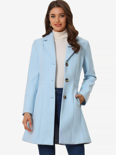 Allegra K Single Breasted Notched Lapel Outerwear Winter Coats