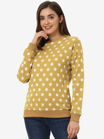 Winter Knitted Pullover Sweatshirt Long Sleeve Polka Dot Sweater