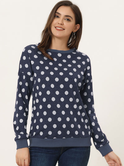 Winter Knitted Pullover Sweatshirt Long Sleeve Polka Dot Sweater