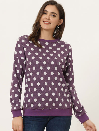 Winter Knitted Pullover Sweatshirt Long Sleeve Polka Dot Sweater