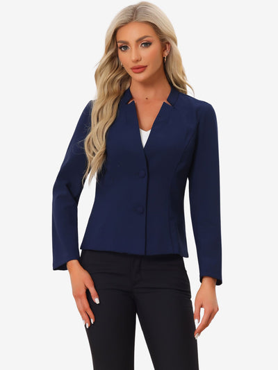 Elegant Blazer Long Sleeve Button Front Stretch Office Suit Jacket