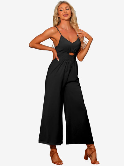 Sleeveless Cut Out Smocked Loose Wide Leg Summer Jumpsuits