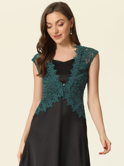 Floral Lace Shrug Wedding Guest Cap Sleeve Formal Sheer Bolero Cardigan