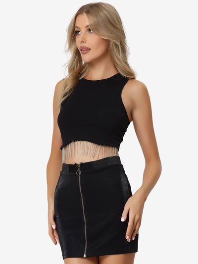 Sleeveless Summer Casual Tassel Cropped Top