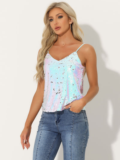 Sequined Straps Party Glitter Disco Sparkle Cami Top