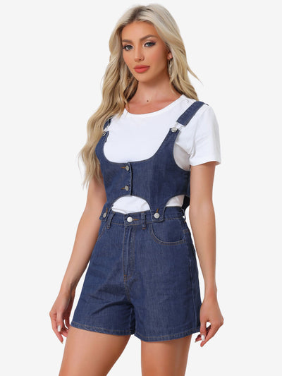 Denim Romper Casual Sleeveless Detachable 2 Piece Set Short Jeans Jumpsuits