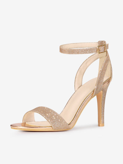 Glitter Ankle Strap Stiletto High Heel Sandals