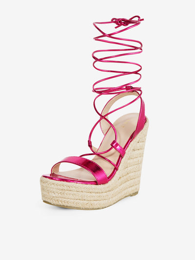 Espadrilles Platform Wedges Heel Lace Up Sandals