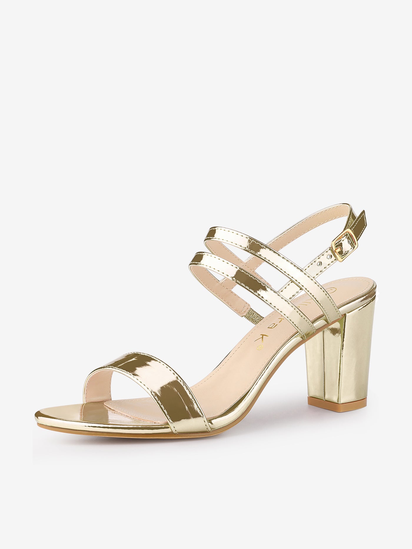 Allegra K Open Toe Slingback Block Heel Ankle Strap Sandals