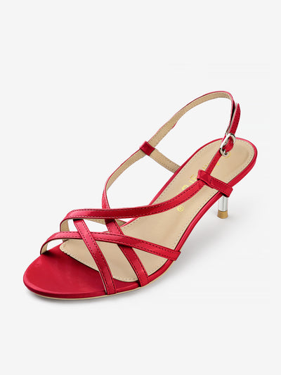 Slingback Strappy Buckle Kitten Heel Sandals