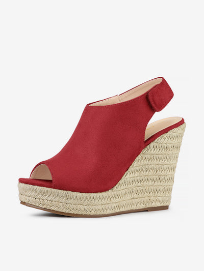 Open Toe Espadrille Platform Wedge Heel Slingback Sandals