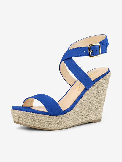 Slingback Crisscross Espadrille Wedges Heel Sandals