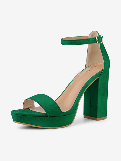 Faux Suede Ankle Strap Platform Chunky Heel Sandals