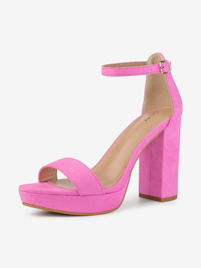 Faux Suede Ankle Strap Platform Chunky Heel Sandals