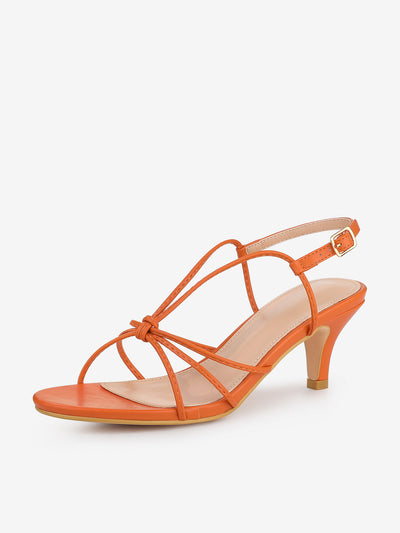 Strappy Slingback Kitten Heel Sandals