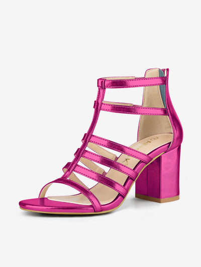 Cage Strappy Gladiators Chunky Heel Sandals