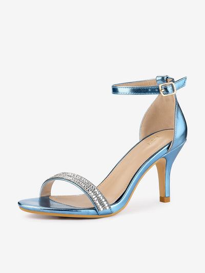 Stiletto Heel Rhinestone Ankle Strap Sandals