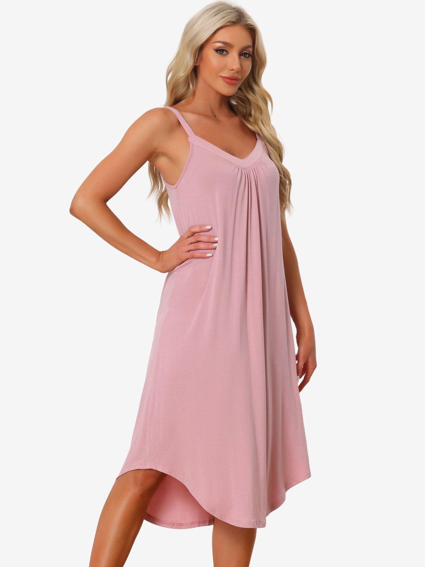 Allegra K Spaghetti Strap Cami Nightdress Lounge Pajama Dress Nightgown