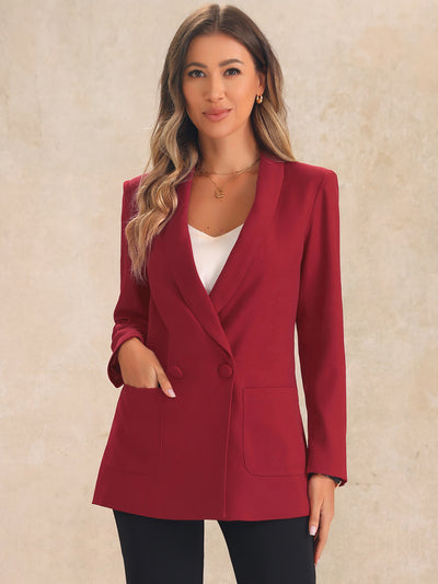 Shawl Collar Double Breasted Work Office Blazer