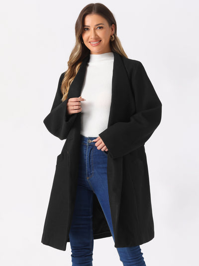 Elegant Stand Collar Long Sleeve Button Belted Winter Classic Pea Coat