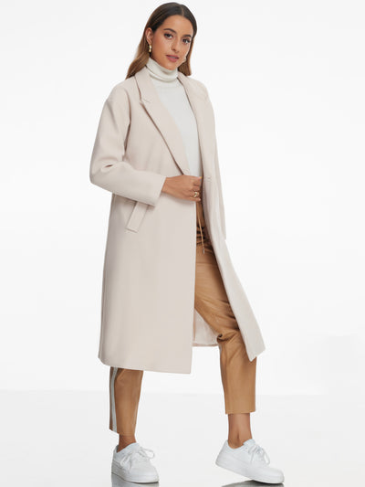 Notch Lapel Double-Breasted Solid Color Mid-Length Pea Coat