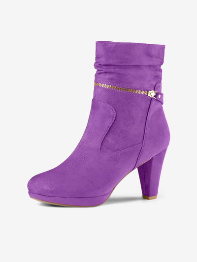 Ankle Zip Platform High Heel Mid Calf Boots