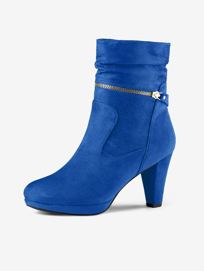 Ankle Zip Platform High Heel Mid Calf Boots