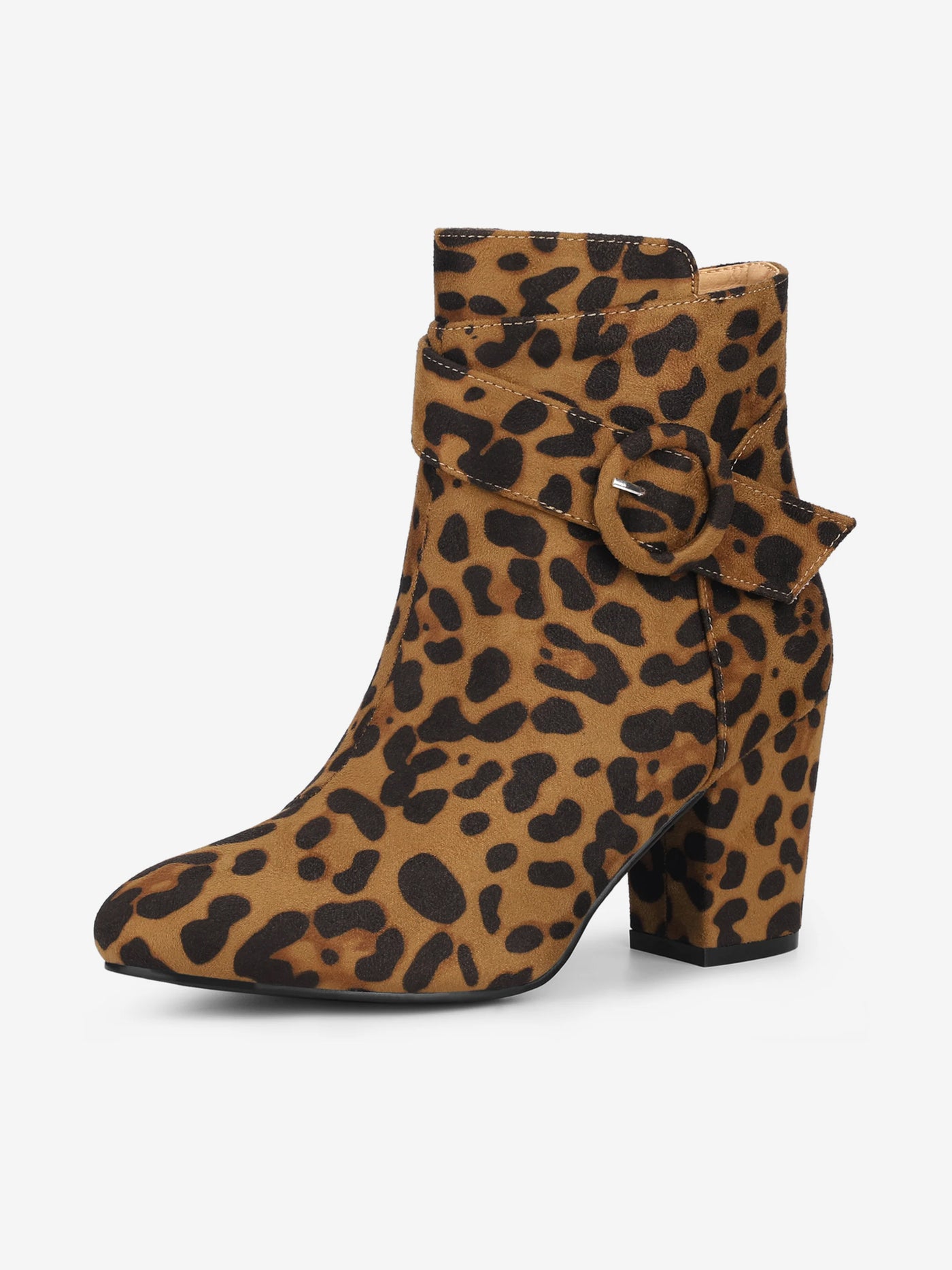 Allegra K Round Toe Block Heel Boots Ankle Booties