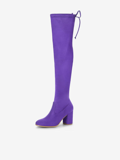 Round Toe Chunky Heel Over the Knee High Boots