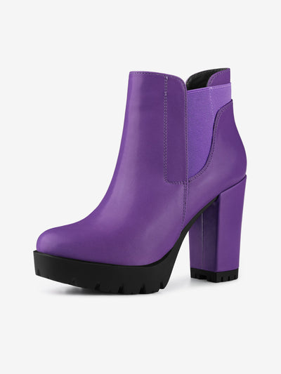 Chunky High Heel Platform Zipper Chelsea Boots