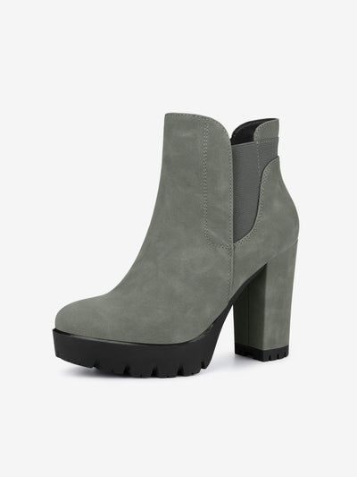 Chunky High Heel Platform Zipper Chelsea Boots