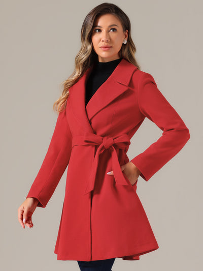 Elegant Overcoat Shawl Collar Single Winter Belted Long Coat