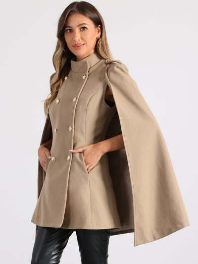 Winter Slit Sleeve Double Breasted Cloak Cape Coat