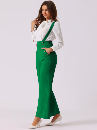 Casual Office Adjustable Strap Wide Leg Suspenders Pants Jumpsuits