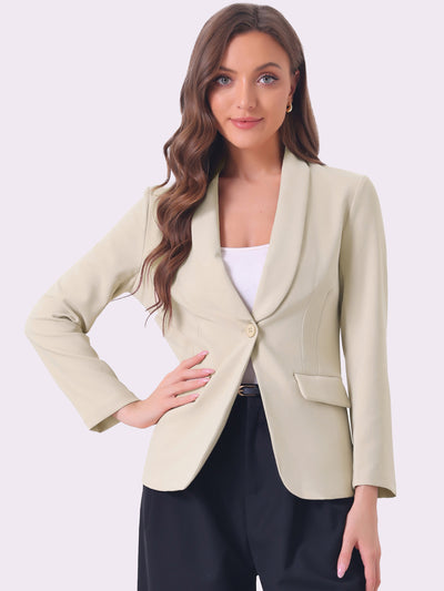 Work Shawl Collar Long Sleeve Pockets Office Jacket Blazer