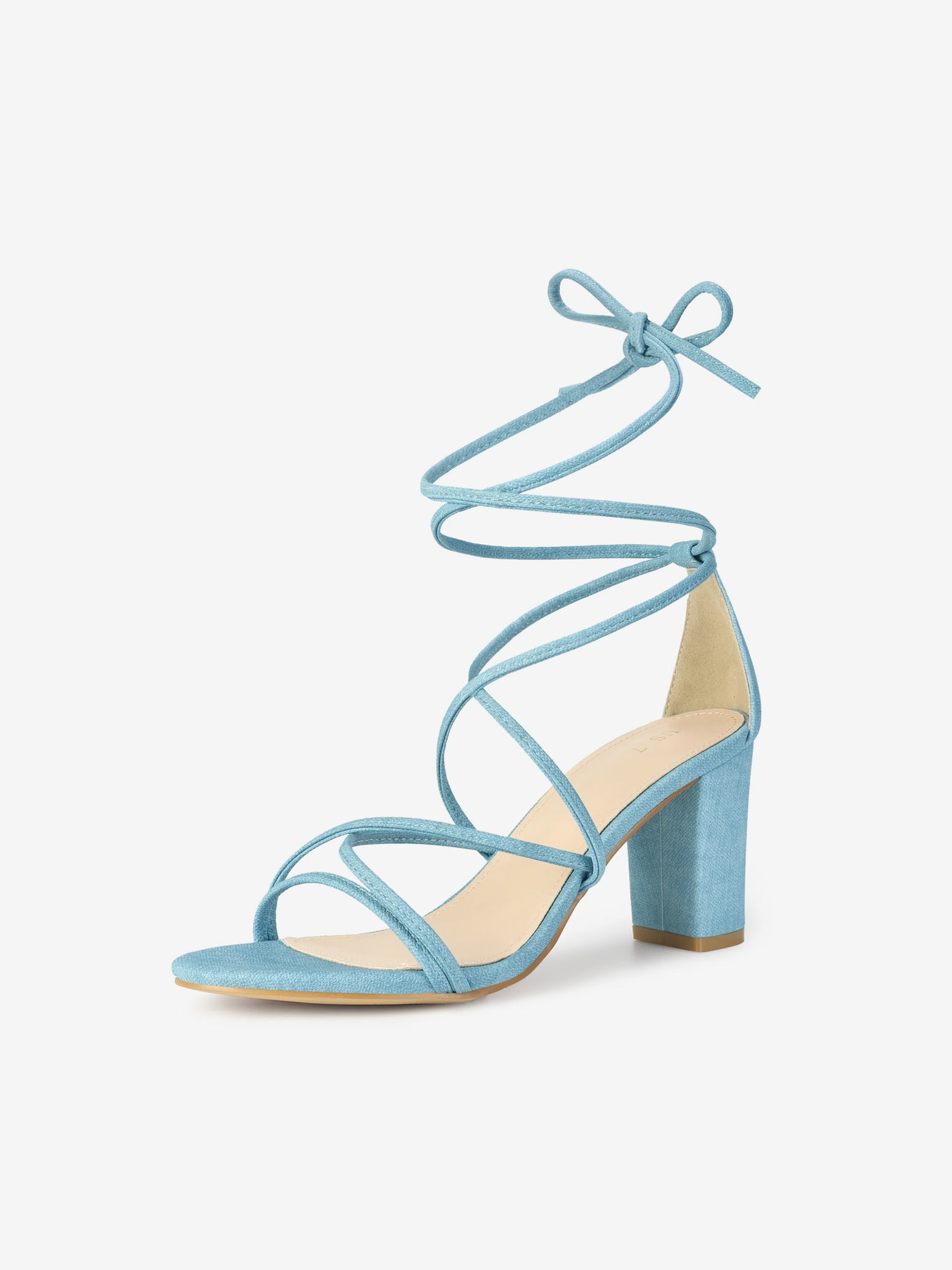 Allegra K Lace Up Strappy Straps Chunky Heel Sandals