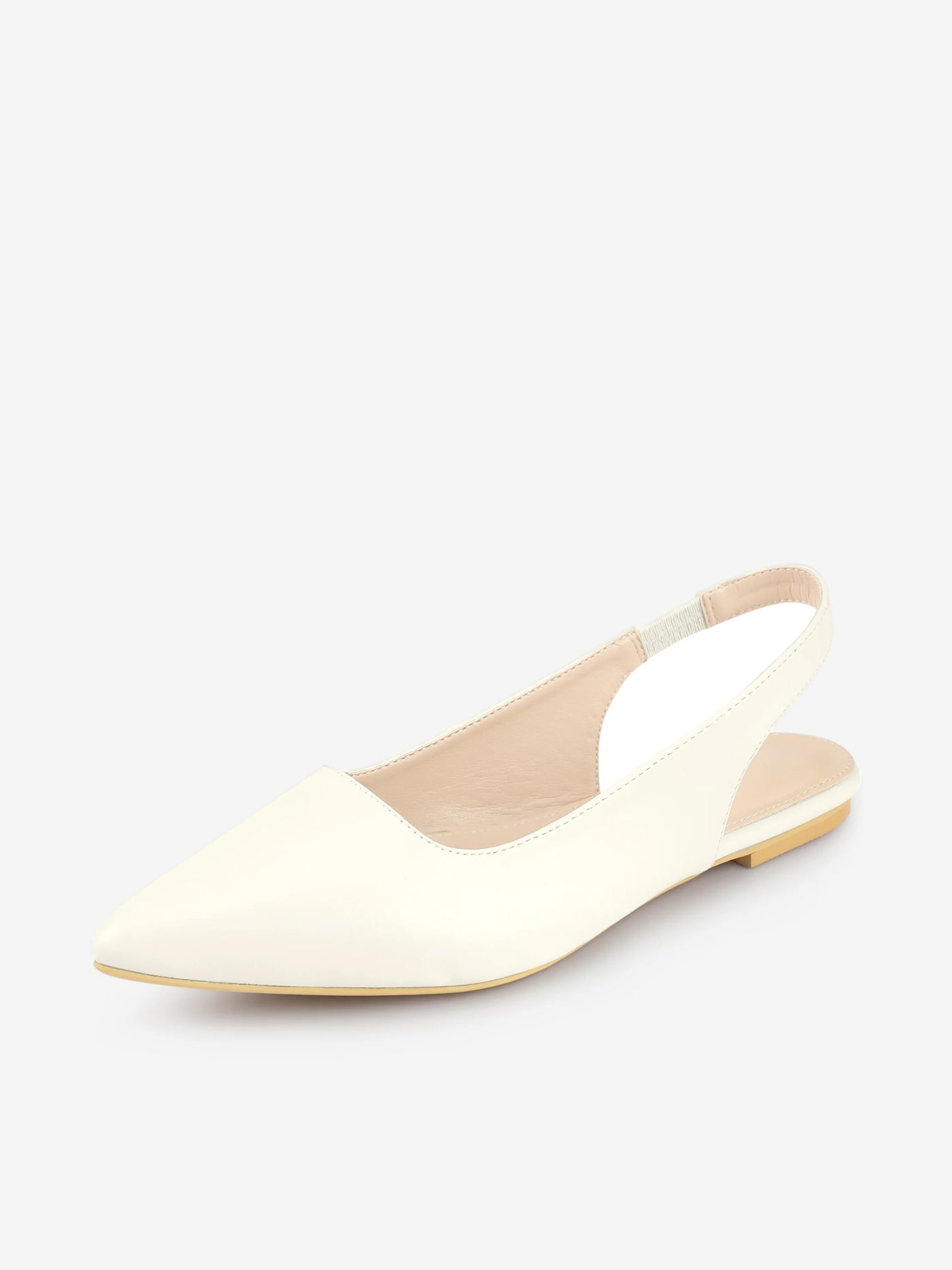 Allegra K Faux Leather Pointed Toe Slingback Slip On Flat Pumps