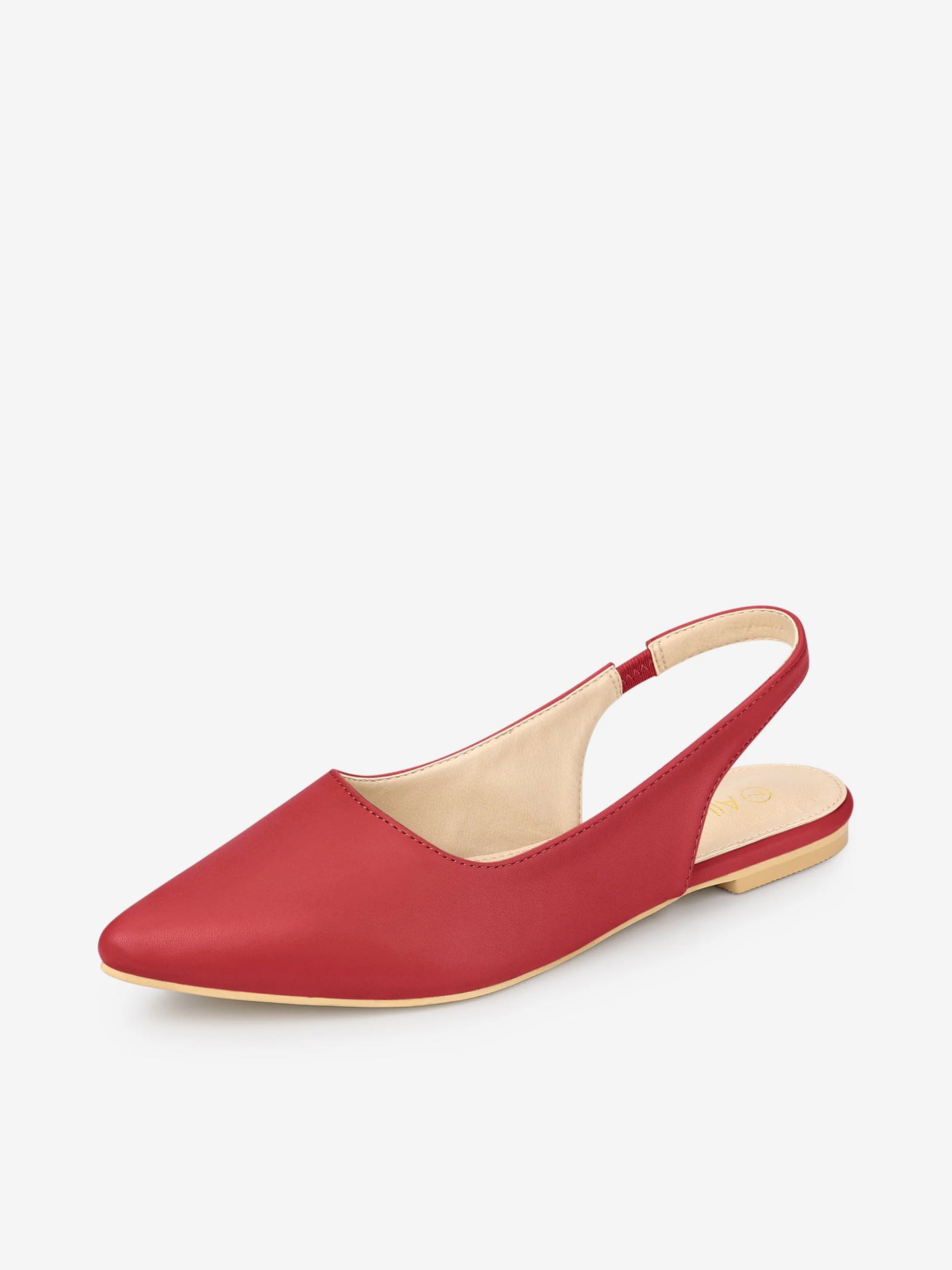 Allegra K Faux Leather Pointed Toe Slingback Slip On Flat Pumps