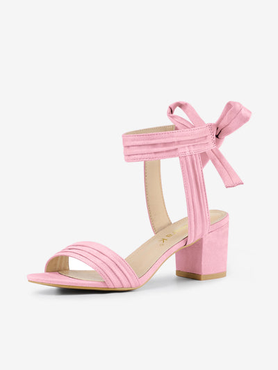 Open Toe Ankle Tie Back Block Heel Sandals